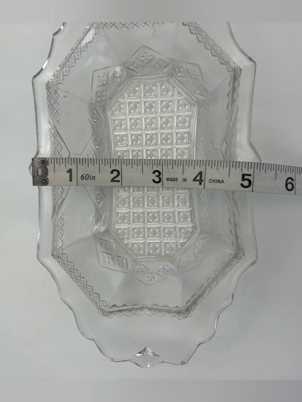 EAPG Pressed Glass Serving Dish or Trinket Dish - Geometric